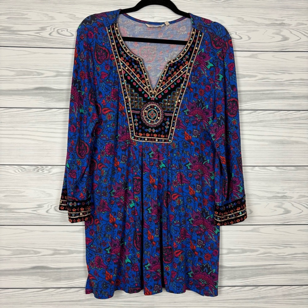 Soft Surroundings Tamuri Tunic Blouse Size Large Purple - Picture 3 of 9